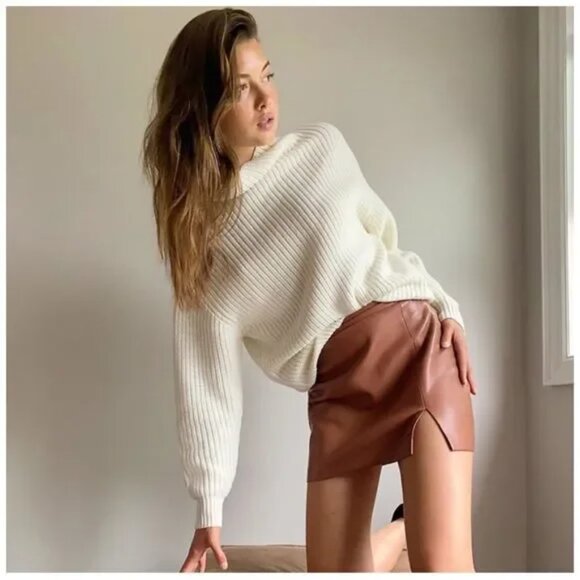 Aritzia Wilfred Montpellier Merino Wool Turtleneck Sweater White Birch Size XS - Picture 1 of 11